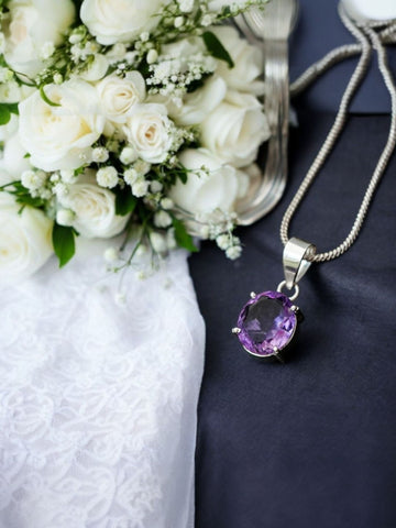 Natural Amethyst Pendant with Silver-Plated Chain – Crystal for Peace, Intuition, and Spiritual Protection