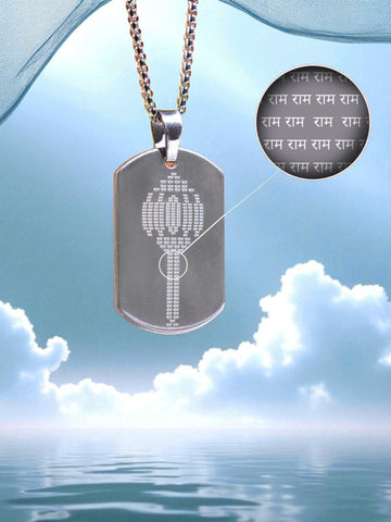 Ram Naam Gada Pendant in Silver-Tone Finish – Spiritual Necklace for Strength, Devotion & Hanuman Blessings