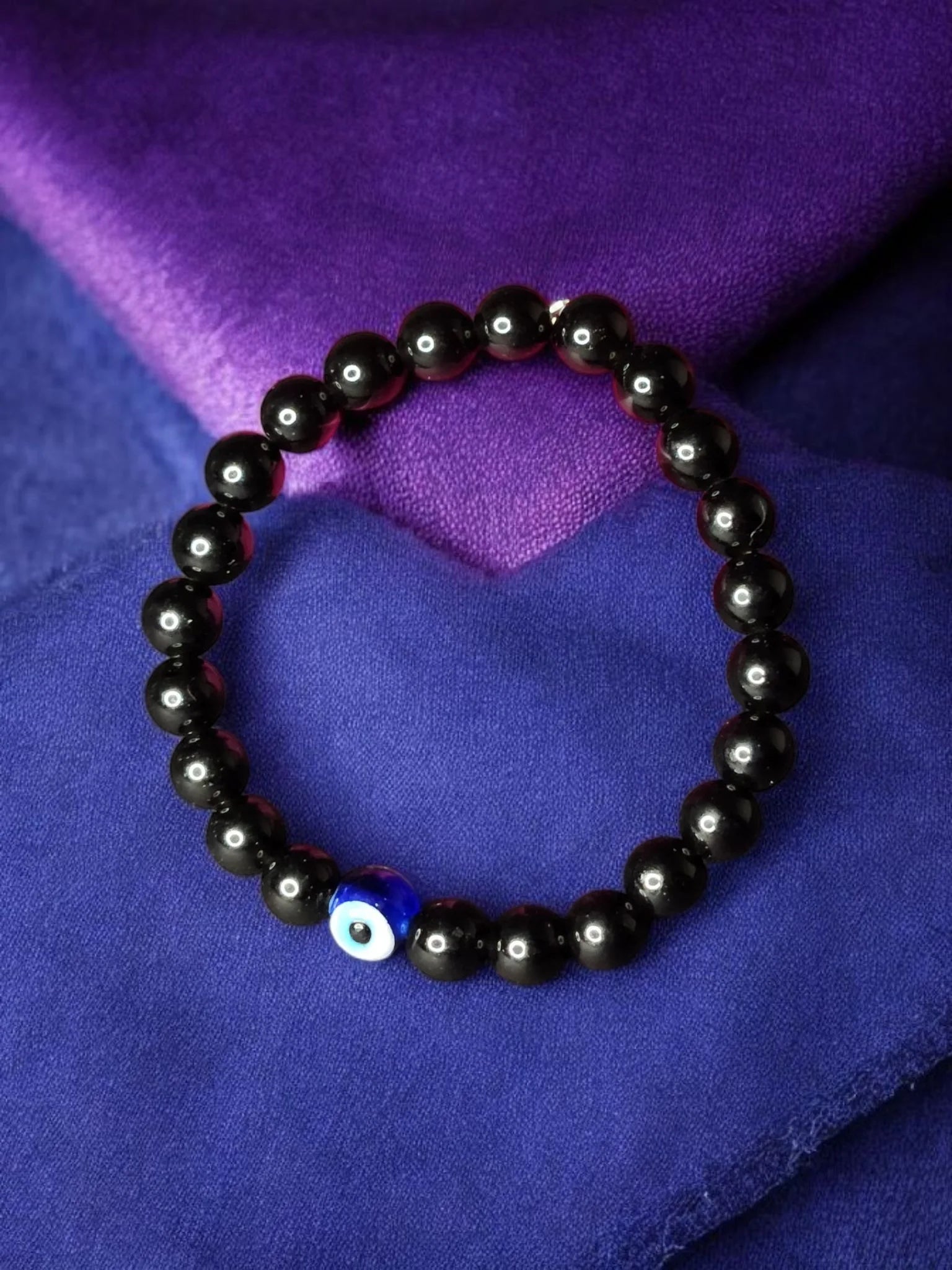 Black Tourmaline Evil Eye Protection Bracelet NO NAZAR
