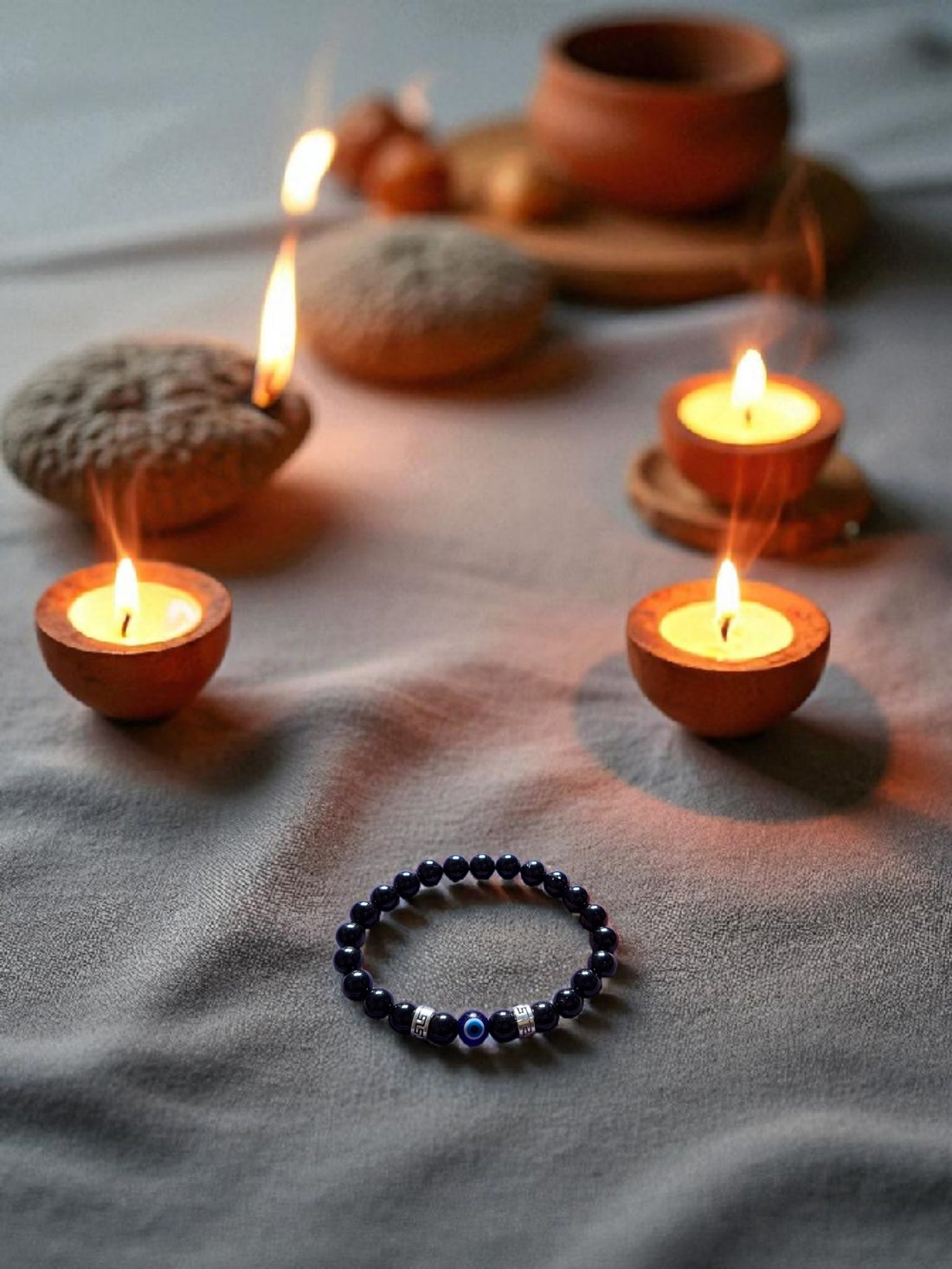 Black Tourmaline Evil Eye Protection Bracelet NO NAZAR