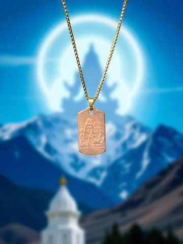 Pure Copper Mahadev & Mata Parvati Pendant with Gold-Plated Chain | Gangajal Absorbing Spiritual Locket | Anjali Originals Exclusive