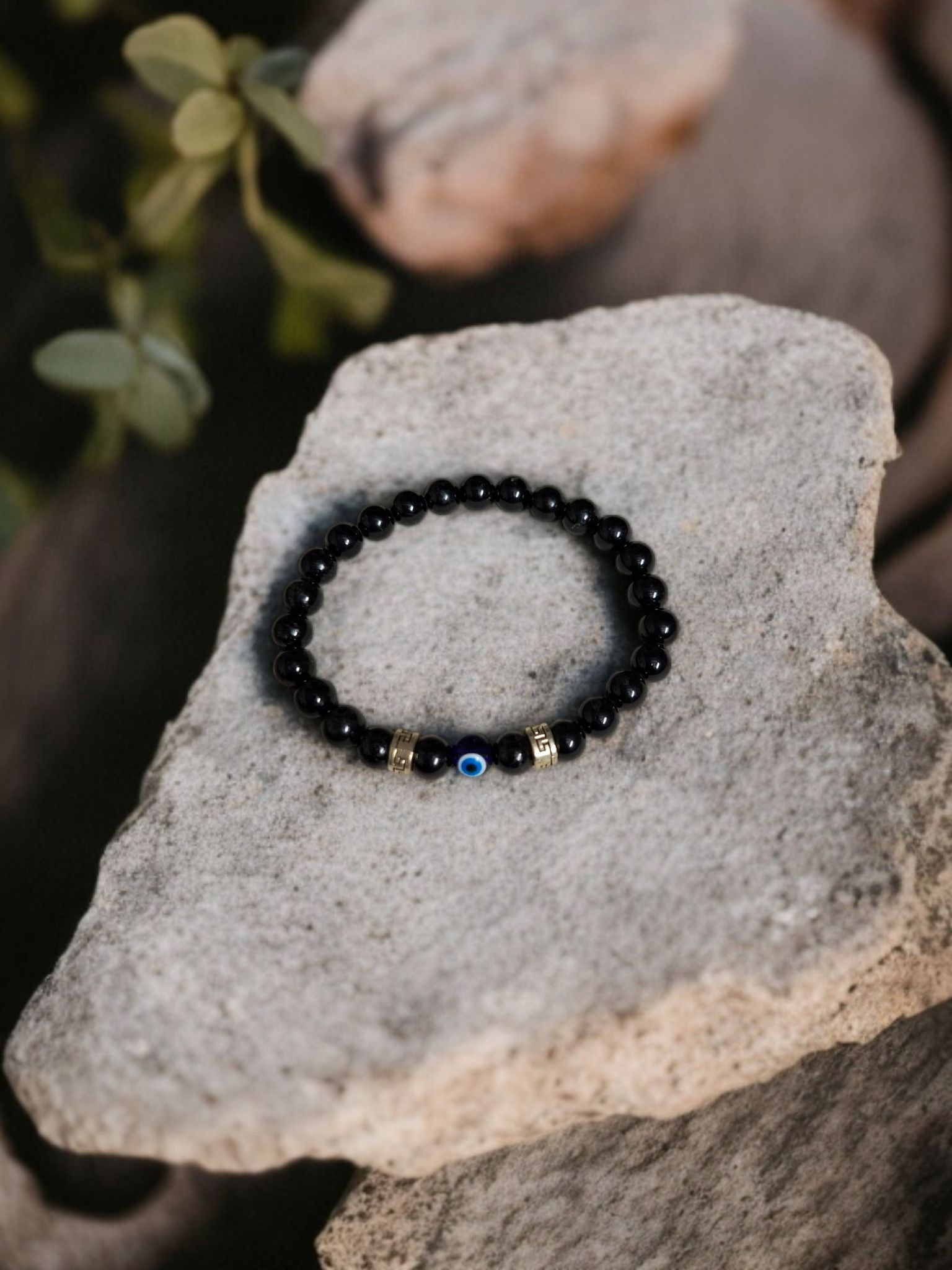 Black Tourmaline Evil Eye Protection Bracelet NO NAZAR