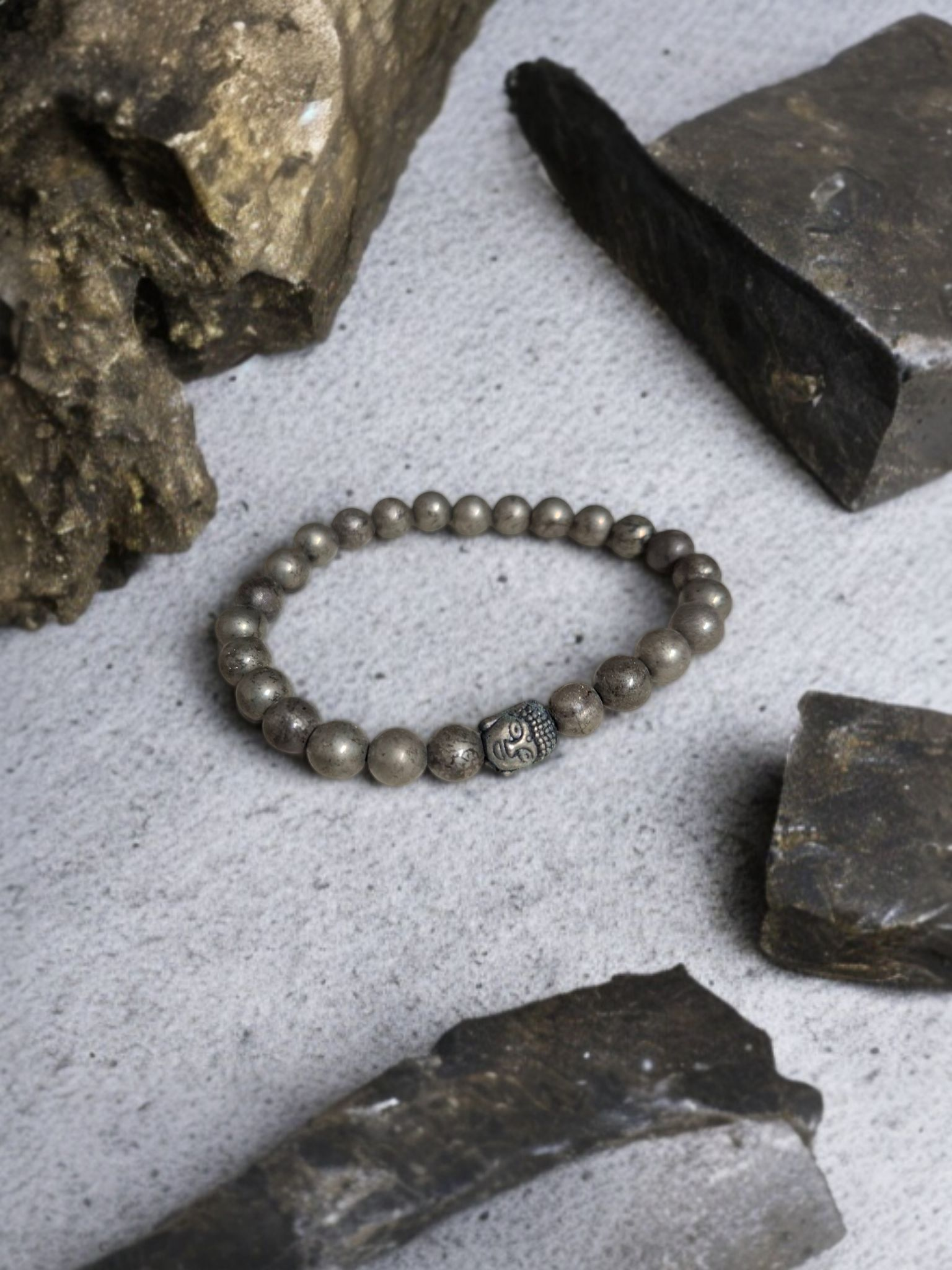 Pyrite Buddha Bracelet – Wealth & Protection