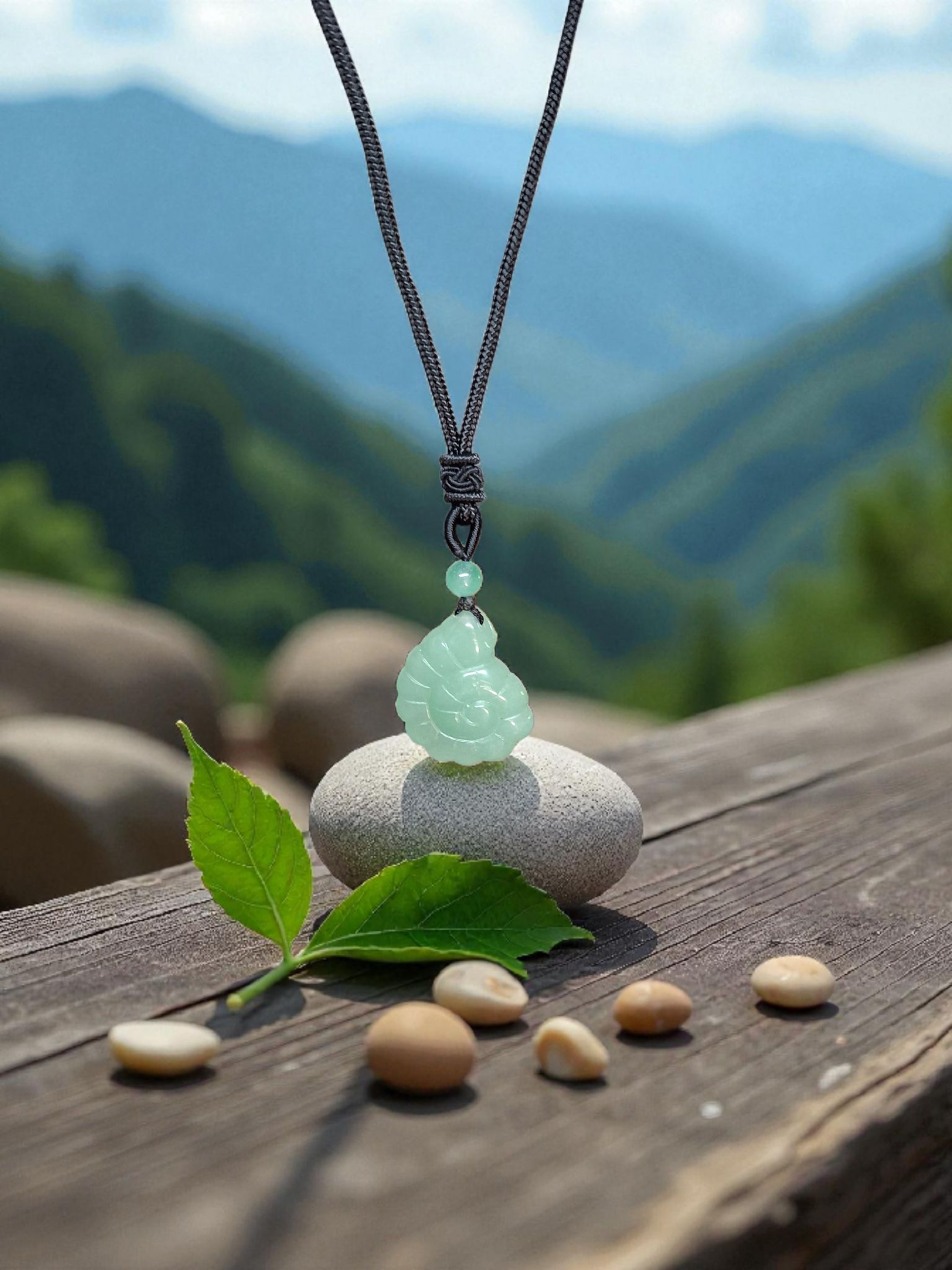 Green Aventurine Ammonite Pendant – Natural Crystal for Luck, Growth & Prosperity Anjali Originals