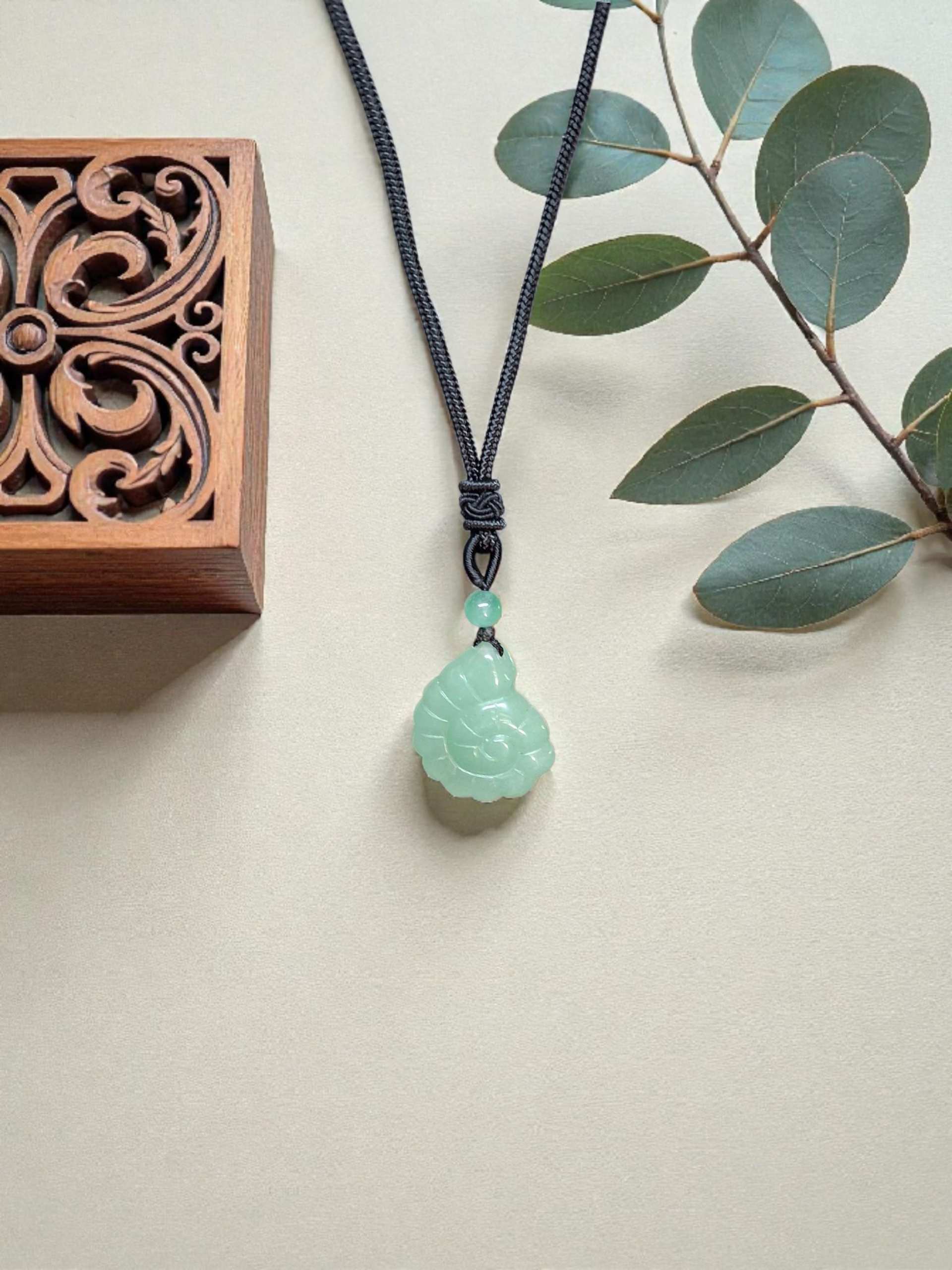 Green Aventurine Ammonite Pendant – Natural Crystal for Luck, Growth & Prosperity Anjali Originals