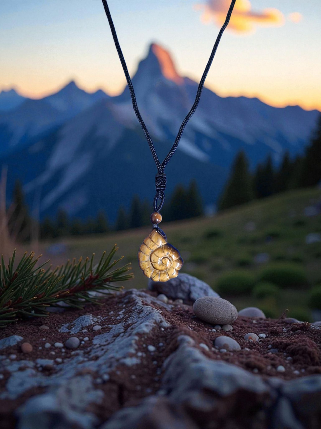 Tiger Eye Ammonite Pendant – Protection, Confidence & Grounding Crystal Anjali Originals