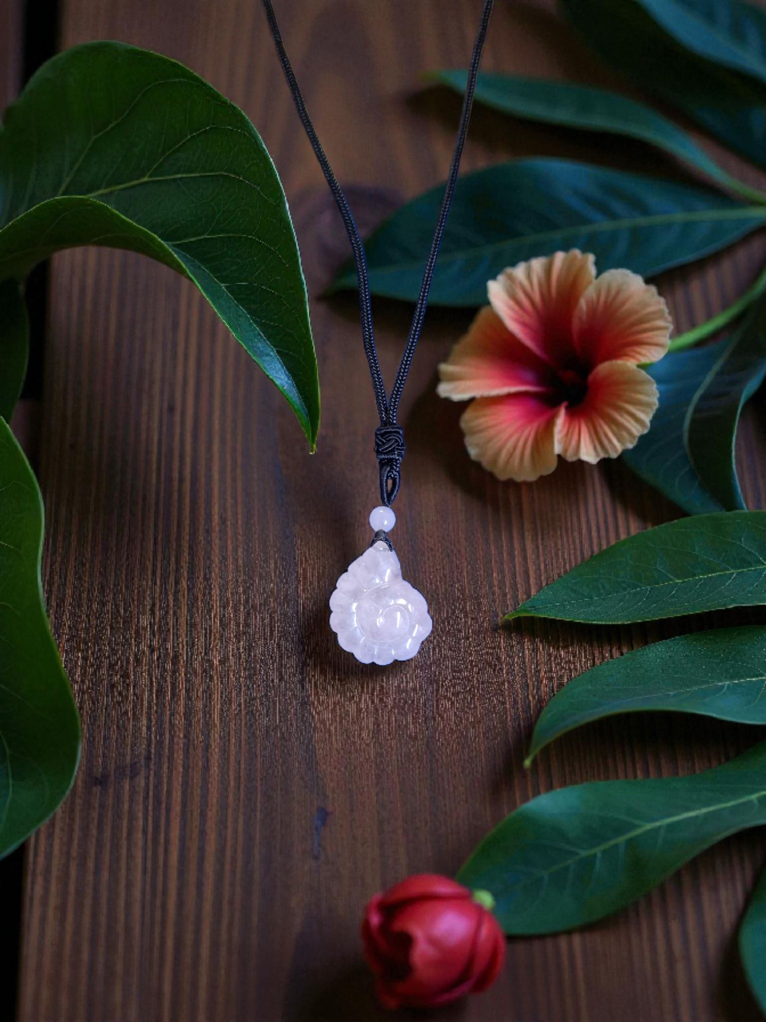 Rose Quartz Ammonite Pendant – Natural Crystal for Love, Healing & Emotional Harmony Anjali Originals