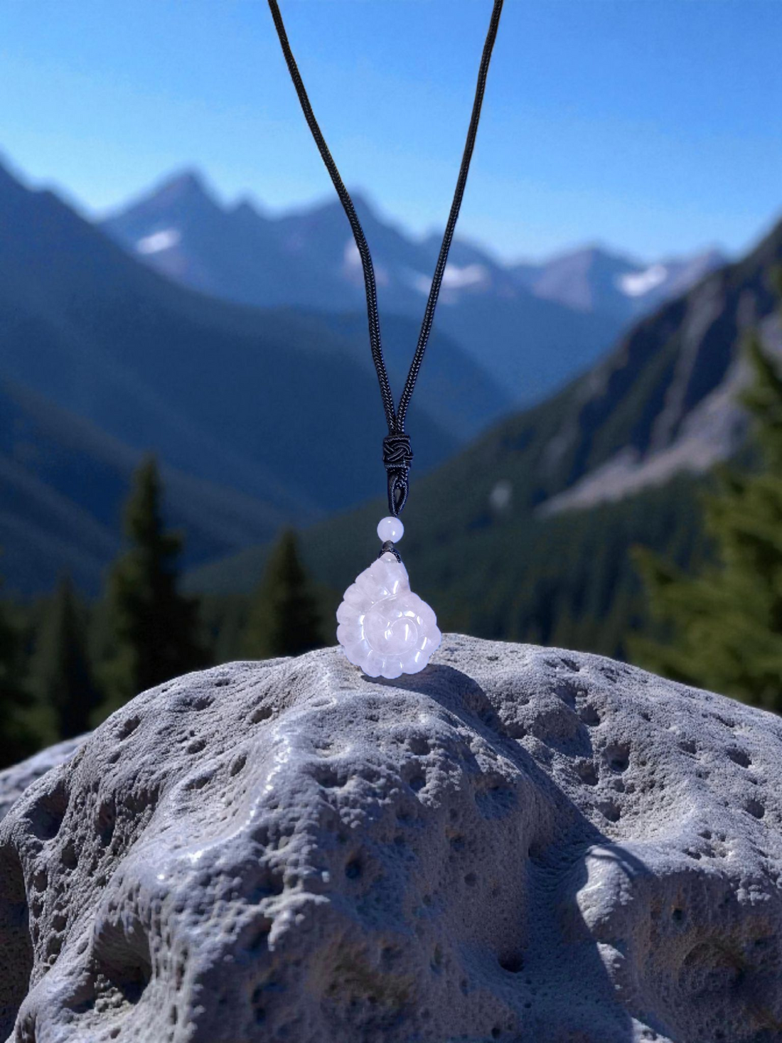 Rose Quartz Ammonite Pendant – Natural Crystal for Love, Healing & Emotional Harmony Anjali Originals