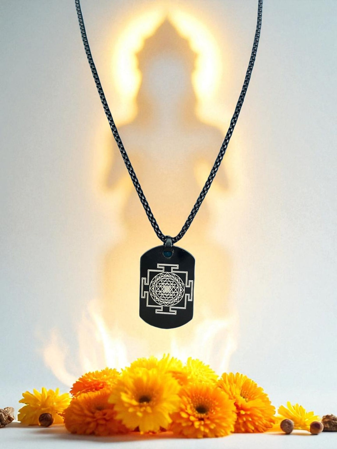 Sri Yantra Pendant in Black Finish – Powerful Spiritual Necklace for Wealth, Protection & Divine Energy Alignment