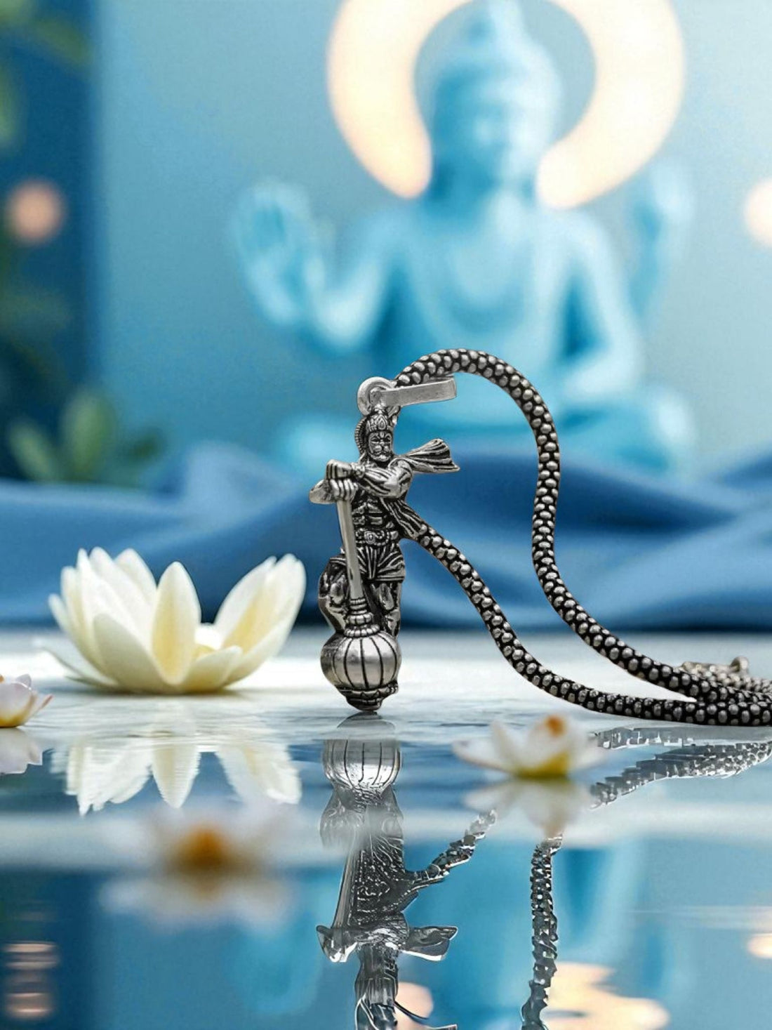 Hanuman Pendant with Silver-Tone Finish – Spiritual Necklace for Strength, Protection & Devotion