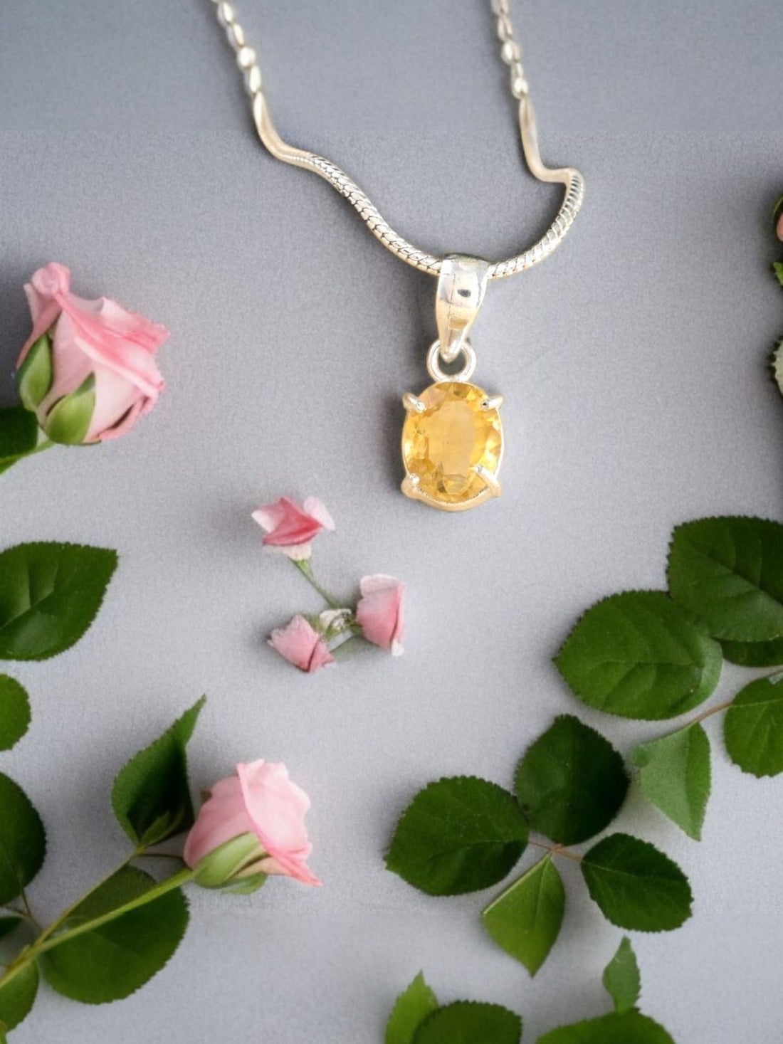 Natural Citrine Pendant with Silver-Plated Chain – Crystal for Wealth, Confidence, and Manifestation