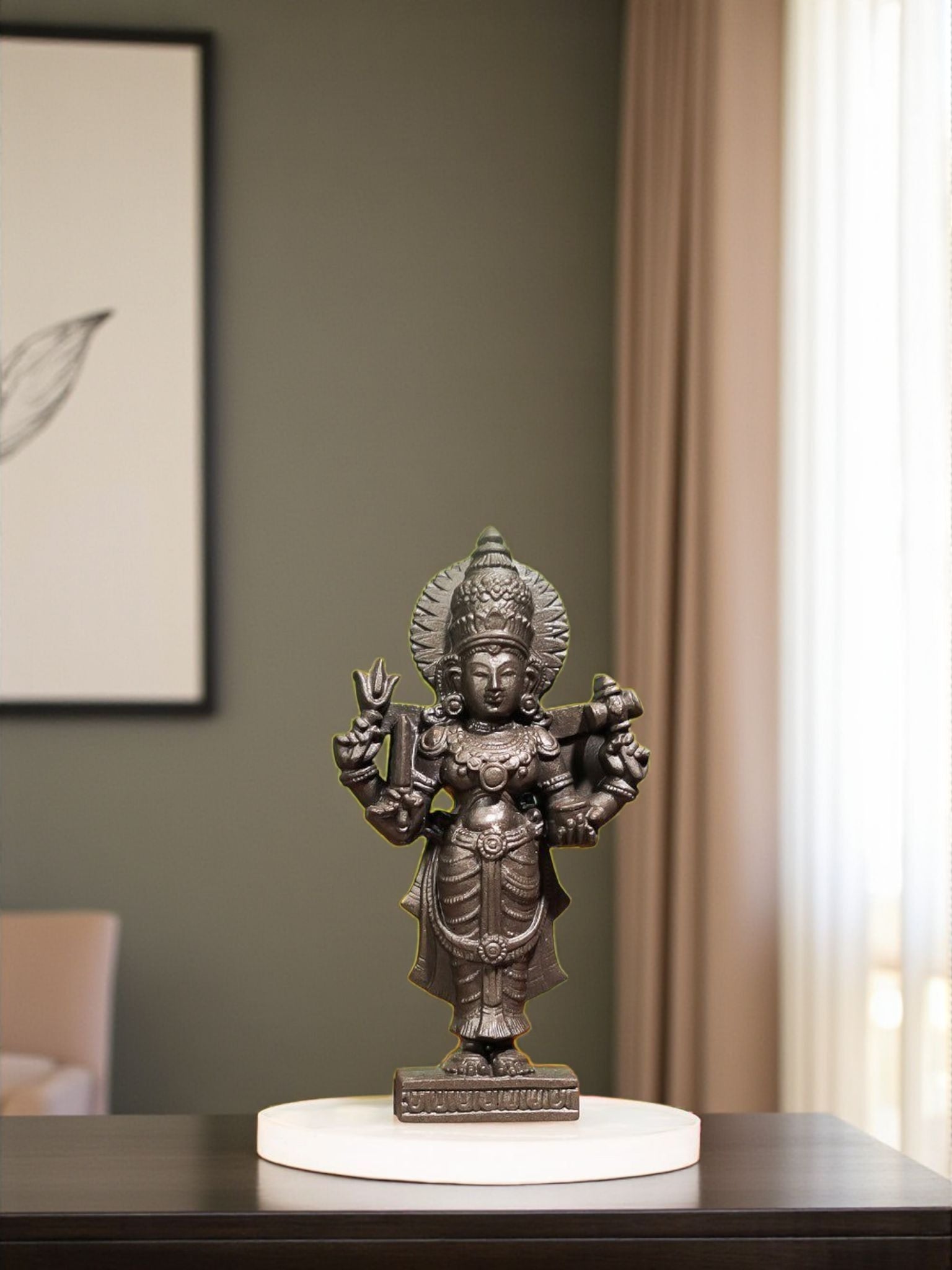 Lakshmi Mata Pyrite Murti on Selenite Base – Divine Goddess Laxmi Idol for Wealth, Puja & Spiritual Home Decor