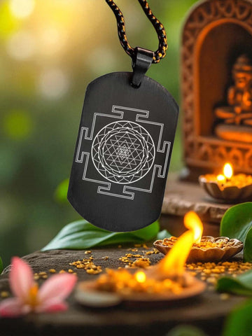 Sri Yantra Pendant in Black Finish – Powerful Spiritual Necklace for Wealth, Protection & Divine Energy Alignment