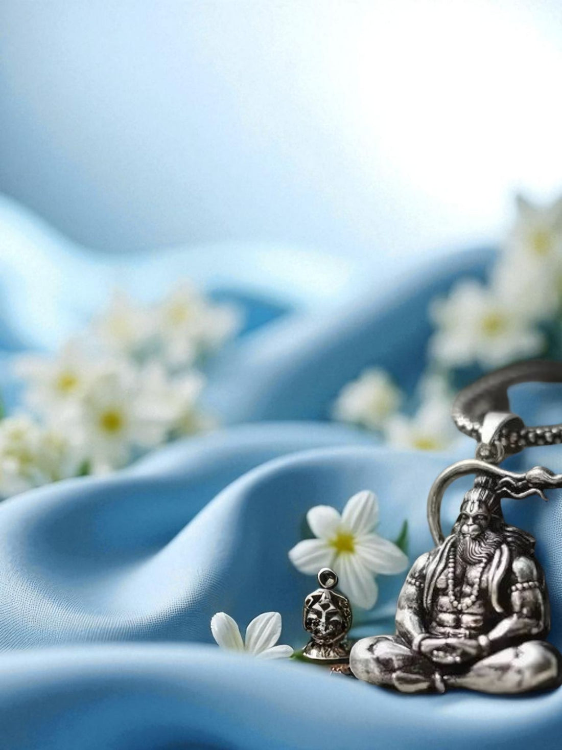 Meditating Hanuman Pendant with Silver-Tone Finish – Spiritual Necklace for Peace, Strength & Inner Power